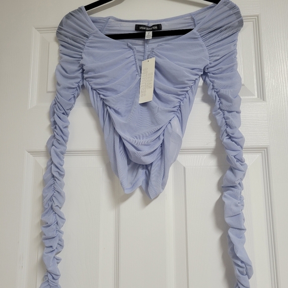 Urban Outfitters NWT  Light Blue Rouched  Top - Picture 3 of 9
